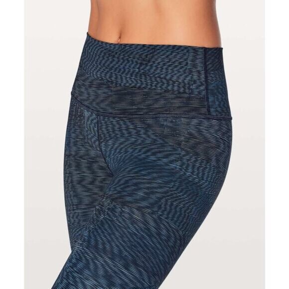 LULULEMON Wunder Under Hi-Rise 7/8 Tight Sz 4 Linear Flux Battleship Multi - Picture 2 of 8